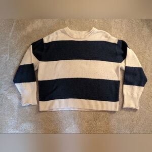 American Eagle Outfitters Cream And Navy Knit Sweater Size Laurge